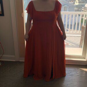 Azazie Syenna Tericotta Flutter Sleeve Formal Maxi Dress Size 22 Bridesmaid